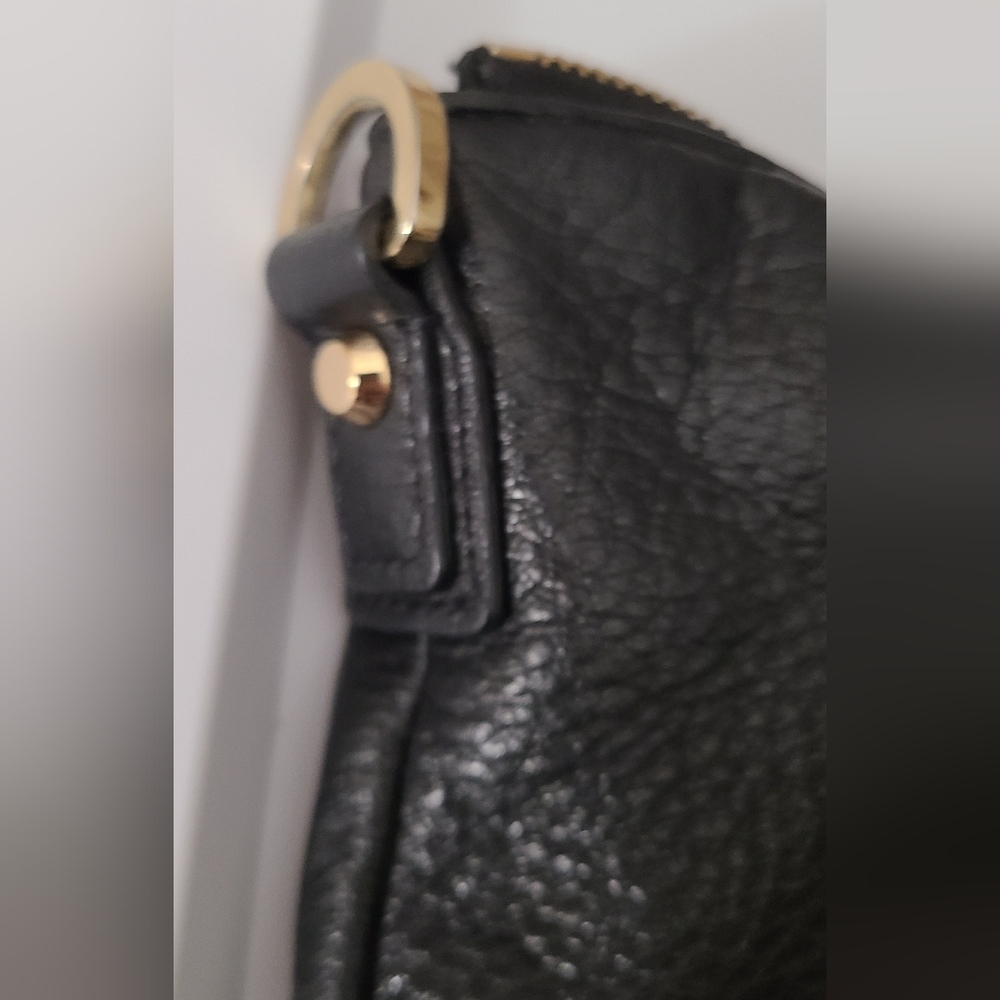 Michael Kors Black Leather Pebbled Purse Gold Hardware Studded Buckles Euc Clean - Picture 5 of 16